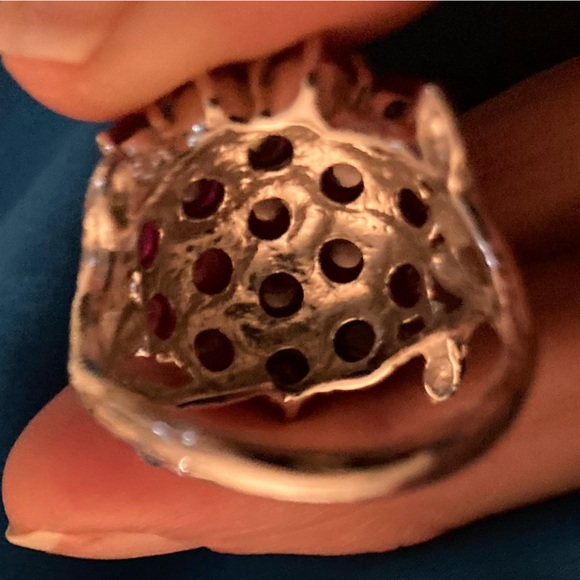 924 sterling oval Silver 4.5 cwt Cabochon Rhodolite size 8.5 - Picture 6 of 7